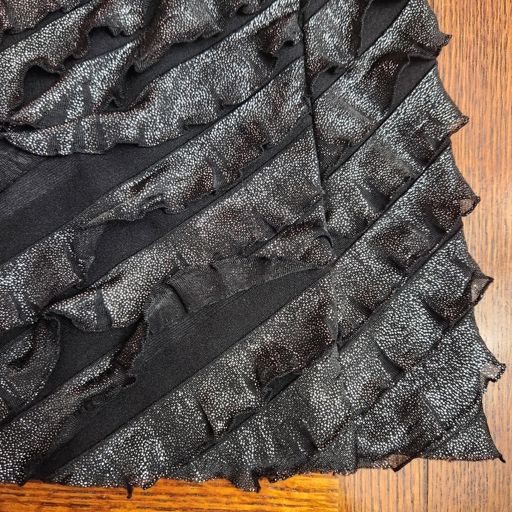 Style & Co black silver shiny shimmer ruffle tank top size XL lightweight - Picture 6 of 8